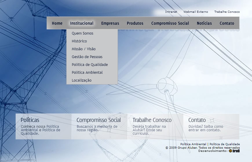 Site da Alubar em 2010