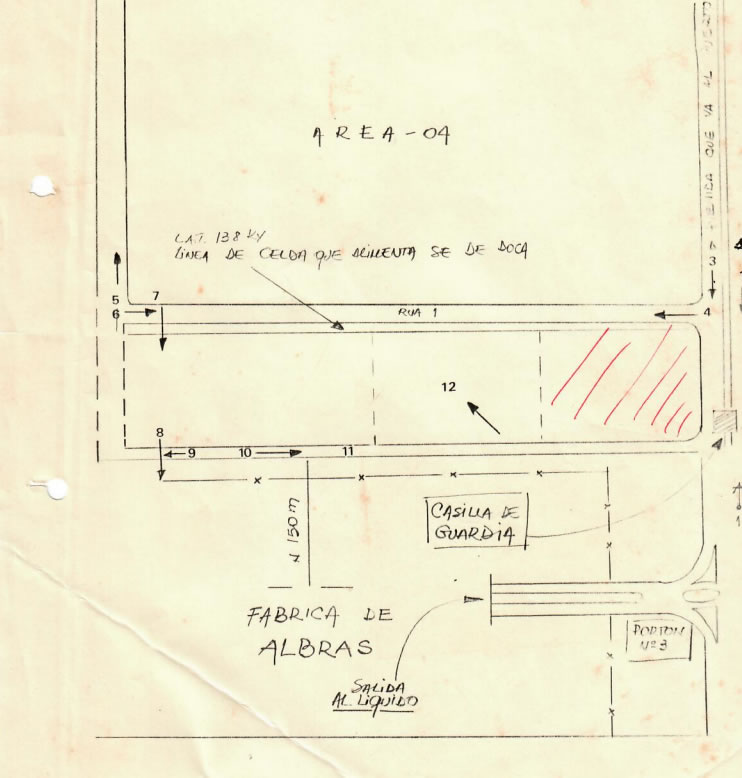 Rascunho da planta da fábrica da Alubar antes do início das obras de implantação